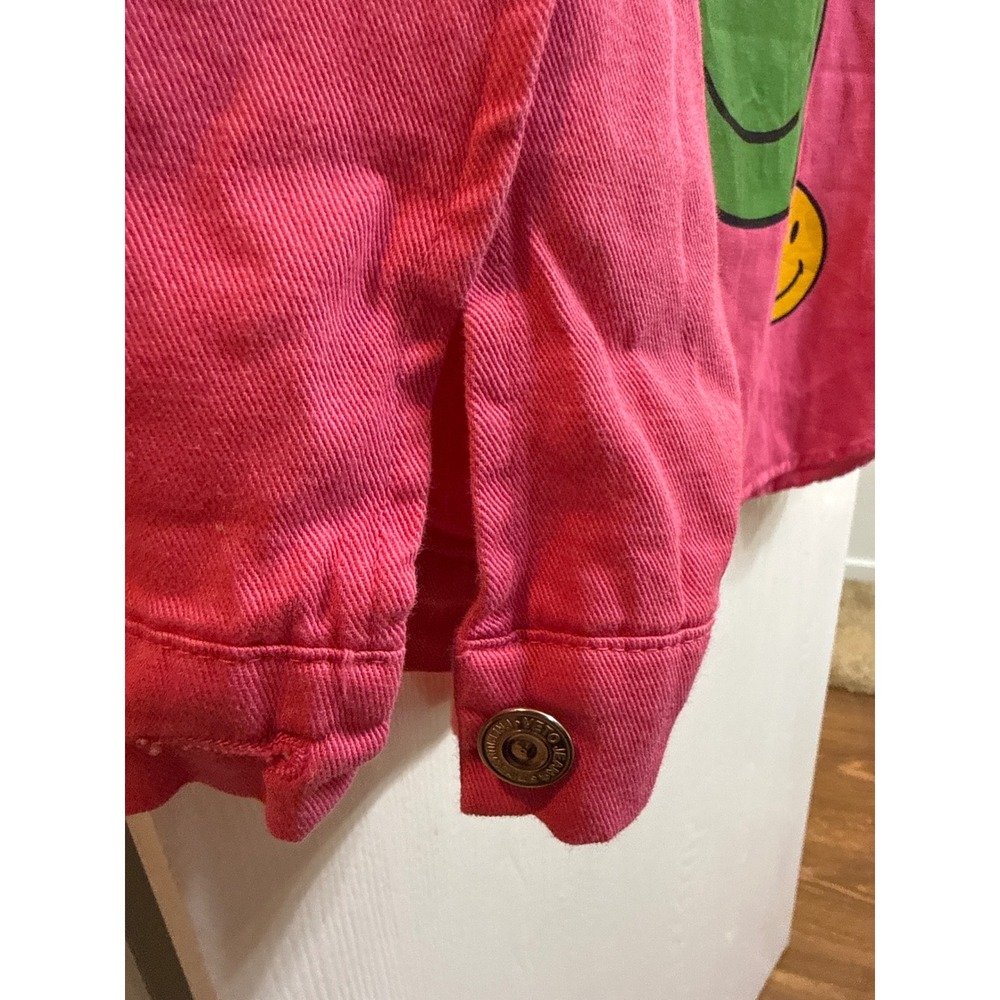Veto Jeans Vintage Pink Denim Shirt Love Smile Graphic Button Down Oversized L - Picture 8 of 8